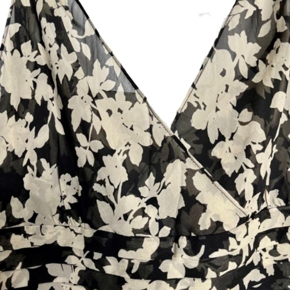 Ann Taylor Floral Black/Tan Silk Slip Dress w/Tuck and Knot Details - 6 - Picture 4 of 11